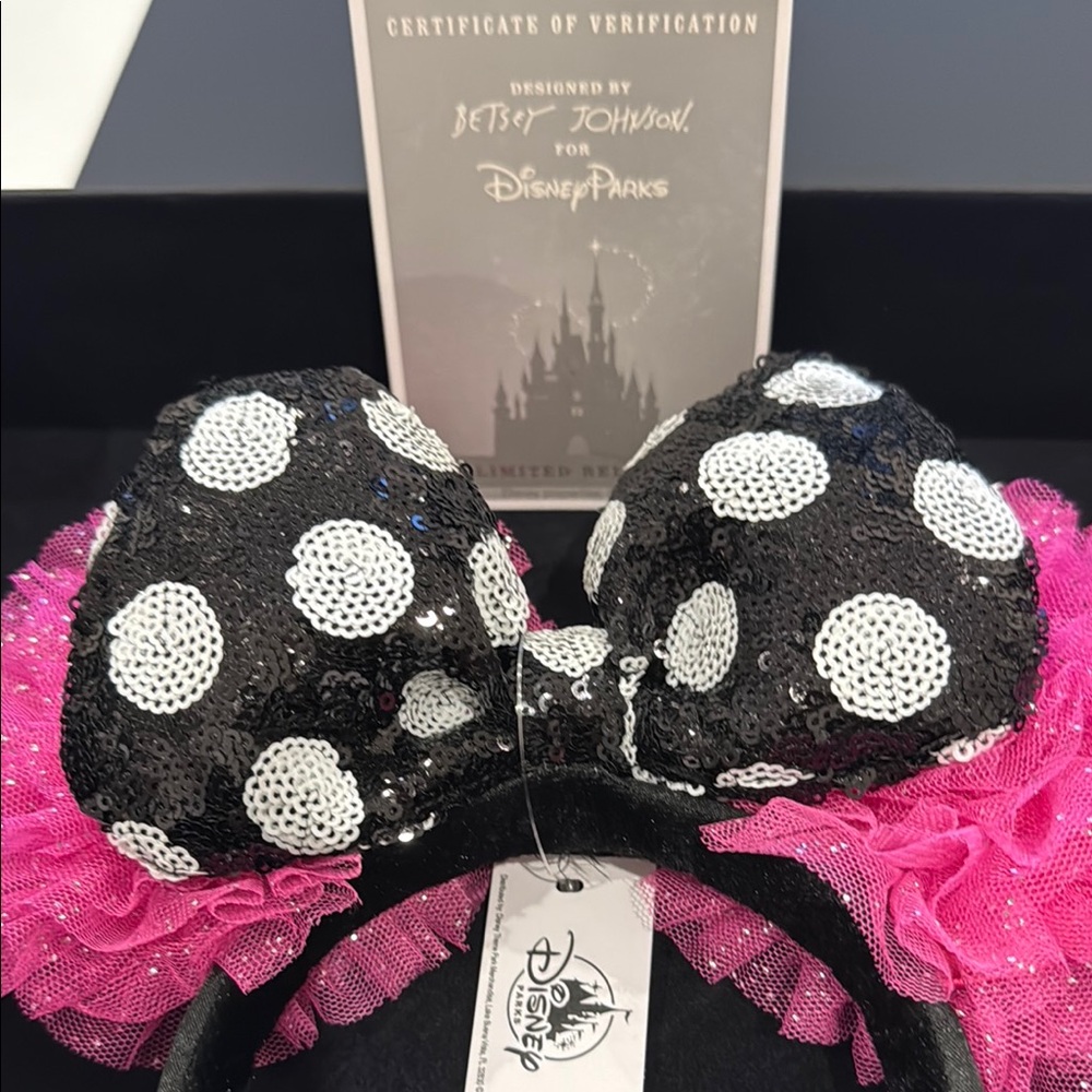 Betsey Johnson Black and Pink Polka Dot Hat